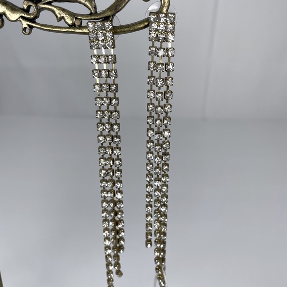 NWT Rhinestone Waterfall Earrings | 5.25” long